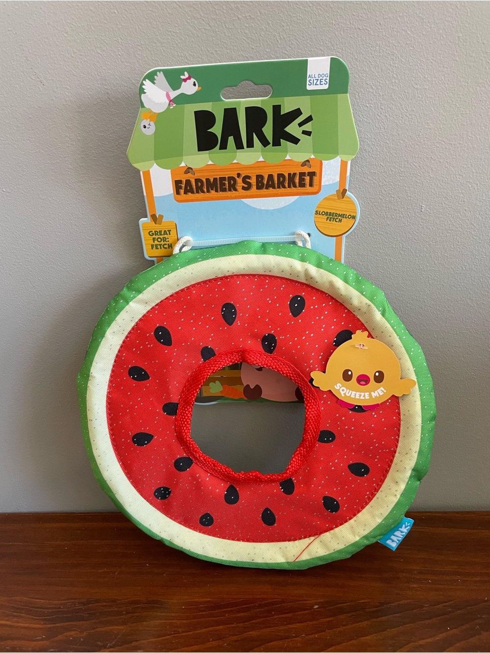New Bark Watermelon Squeaky Ring Dog Toy - Red, Green, Black